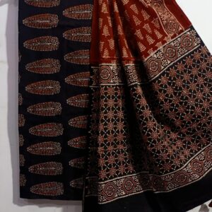 Ajrakh cotton 2 piece unstitched set