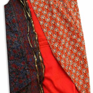 Ajrakh cotton untitched set with kota doria duppatta