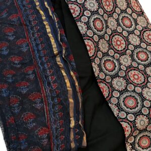 Ajrakh cotton untitched set with kota doria duppatta